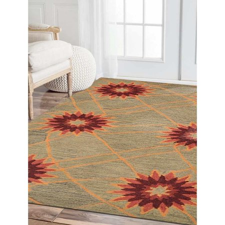 GLITZY RUGS 8 x 11 ft. Hand Tufted Wool Floral Rectangle Area RugCream UBSK00720T0009A16